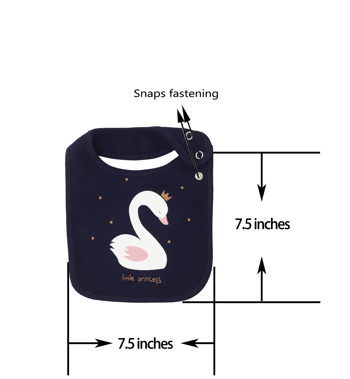 6 Pack Waterproof Cotton Baby Bibs for Girls for Drooling Eating Teething with Snaps: Clothing