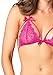 Leg Avenue Women's Strappy Lace Halter Bra and Peek-A-Boo Brazilian Panty Set, Neon Pink, Medium/Large