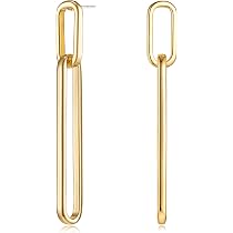 Gold Long Geometric Drop Dangle Earrings for Women Long Paperclip ...