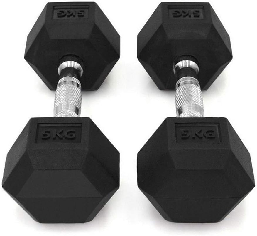 DJ Home 15kg Six Corner Fixed Dumbbells Men with Rubber Cover Dumbbells for Fitness Bodybuilding Dumbbells Single Color: Black