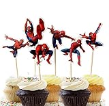Astra Gourmet 24 PCS Spiderman Birthday Theme Party Decorative Cupcake Topper For Boy's Party Decoration Kid's Birthday Party Decoration Supplies