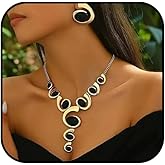 CeKaphely Gold Jewelry Set,Black Boho Western Chunky Vintage Pendant Necklace Trendy Adjustable Necklace and Earring Set Non Tarnish Cowgirl Dainty Hypoallergenic Earrings Jewelry Sets For Women