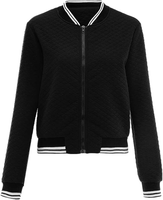 BaseballJacke mit Reißverschluss für Damen, lässig, langärmelig