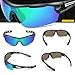 TOREGE Polarized Sports Sunglasses for Men Women Cycling Running Driving TR033(Transparent Gray&Black Tips&Green Lens)