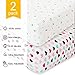 Crib Sheets for Baby - 2 Unisex Bedding Sheet Set - 100% Organic Fitted Jersey Cotton - Bed Mattress Cover - For Boys and Girls - Infant & Toddler - Hearts & Berries - Great Baby Shower Gift