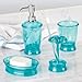 InterDesign Franklin Bath Accessory Set, Soap Dispenser Pump, Toothbrush Holder, Tumbler, Soap Dish - 4 Pieces, Aruba Blue