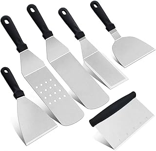 LXGKREL Grillwender Burger Wender Grillspachtel Grillbesteck Set Schaufeln Schaber Pfannenwender für Plancha Teppanyaki