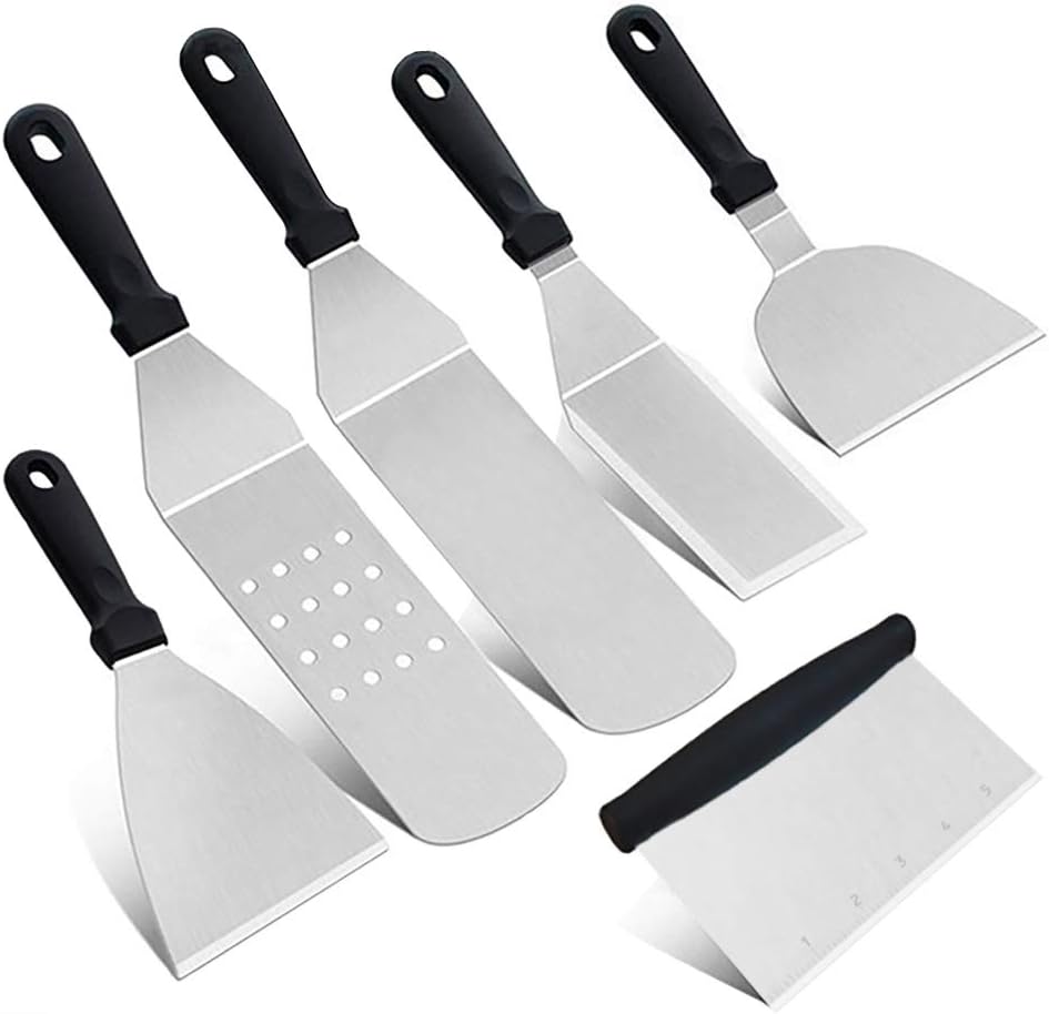 LXGKREL Grillwender Burger Wender Grillspachtel Grillbesteck Set Schaufeln Schaber Pfannenwender für Plancha Teppanyaki