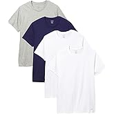 Calvin Klein Men`s Underwear Cotton Classic Fit Short Sleeve Crew T-Shirt, 4-Pack (2White(NU1332-110)/Obsidian/Grey, Large)
