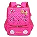 Moonmo Cute Cat Face Pink Kitty Waterproof School Backpack Girls Book Bag (Large, Rose)