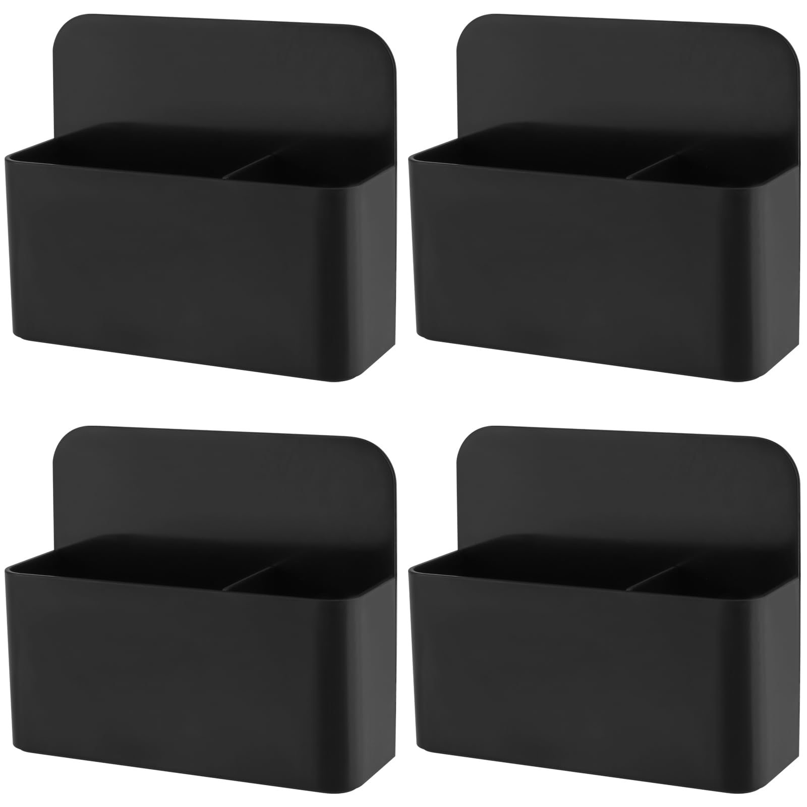 MUKLEI 4 PCS Magnetic Whiteboard Eraser Holder, Magnetic Whiteboard Holder with Removal Divider, Black Magnetic Cup Holder for Fridge, Small Whiteboard Holder for School, Office, Home