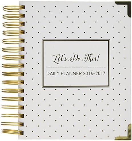 Mid Year Academic Planner July 2016 - June 2017. Let's do This White and Gold Polka Dot Design. Daily - Monthly 6 X 8 Planner. Agenda.