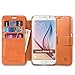 Galaxy S6 Case, SHIELDON Genuine Leather Samsung Galaxy S6 Wallet Case [Slim] [Card Slot] Magnetic Flip Case Cover with Stand & Credit Card Slots for Samsung Galaxy S6, Brown