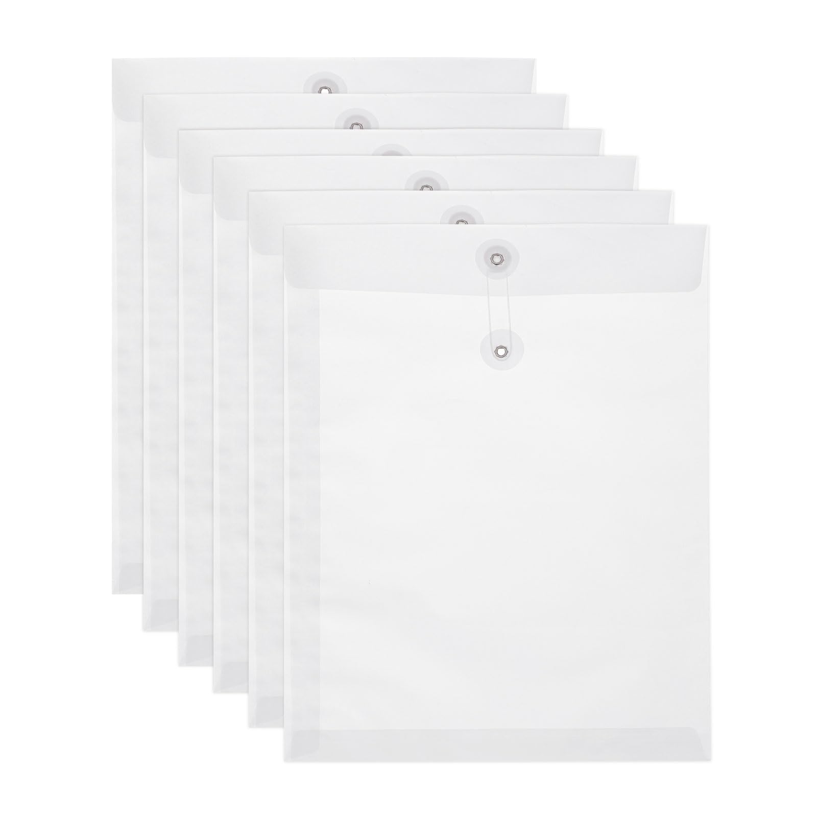 PATIKIL 6 Pcs Kraft Paper Envelope with String Tie Closure, A4 Vintage Envelopes File Folder Bag for Office Business Home Card Storage Document Organize, Transparent