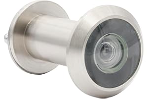 Guangstar Safety One Way Front Door Viewer with 200 Degree Angle, Heavy Duty Peephole made by Brass with Privacy Cover, Satin Nickel, Pack of 1