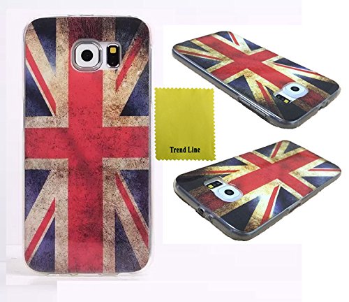 Trend Samsung Galaxy S6 Case ,Retro British UK Flag Rubber TPU Gel Skin Silicone Case Soft Cover Protective For Samsung Galaxy S6 + Free Cleaning Cloth With Trend Line Trademark gifts,Not Fit For Samsung Galaxy S6 Edge