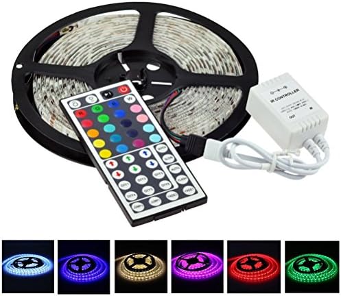 LumiUP 16.4ft 5M Waterproof Flexible Strip 300leds Color Changing RGB SMD5050 LED Light Strip Kit RGB 5M +44Key Remote Great For Indoor/Outdoor Decoration