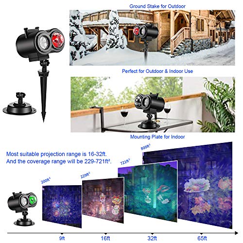 Elec3 Ocean Wave Christmas Projector Lights,16 Slides 2 In 1 Moving Pattern Projection lights Landscape Lights Waterproof Outdoor Indoor for Holidays Halloween Parties Decoration
