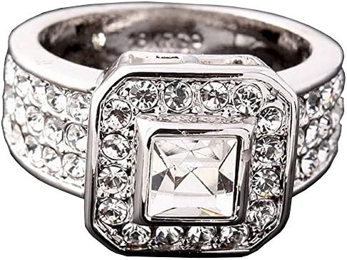 Claire Jin Crystal Zirconia Simulated Diamond Plated Platinum Rings for Women Jewelry Band Ring (9)