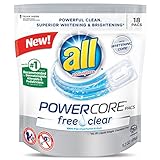 All Power Core Pacs Laundry Detergent, Free Clear, 18 Count