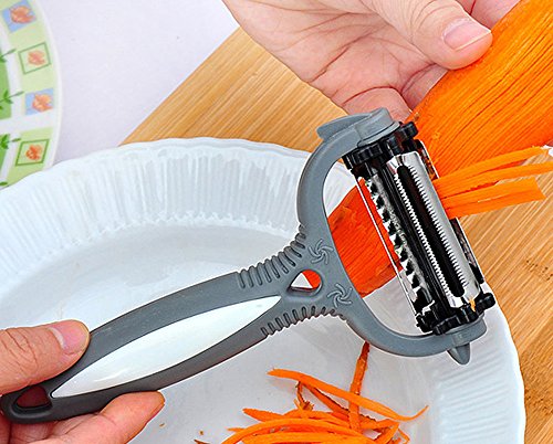 CMrtew Multifunctional 360 Degree Rotary Kitchen Tool Vegetable Fruit Potato Carrot Peeler Grater Turnip Cutter Slicer Melon Gadget (Gray) - Thumbnail 2