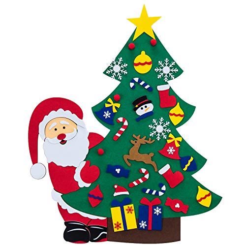 SUNTECH DIY Felt Christmas Tree with 38 Pcs Ornaments Wall Hanging Xmas Gifts Home Door Decoration - Thumbnail 7