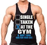 Single Taken At The Gym & Don't Have Time Stringer Tank Top Y Back XS-2XL