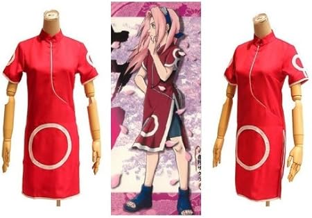 SUNKEE Naruto Sakura Haruno Cosplay Costume 1st, Size S (Fit for Height 5'-5'3,Weight 90-100 ...