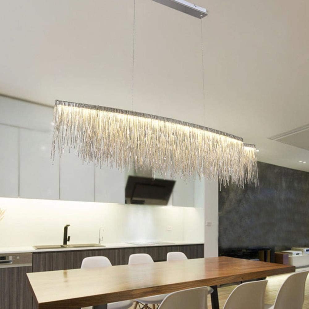 loonju Tassel Chandelier Restaurant Luxury Hotel terzani Chandelier Lustre Loft Industrial Stainless Steel Chandelier Lighting Fixture,3 Color Change,L120 X W25cm