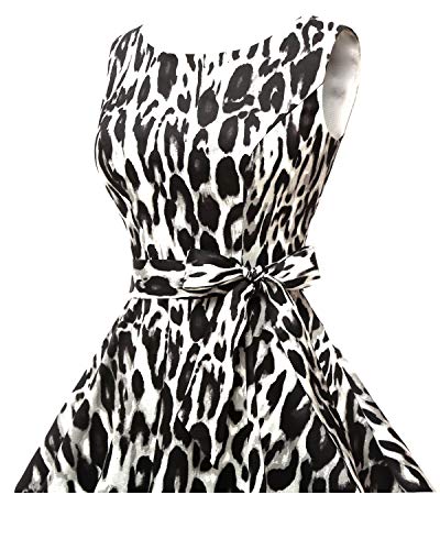 Hanpceirs Women's Boatneck Sleeveless Swing Vintage 1950s Cocktail Dress WhiteTiger XS