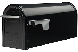 Gibraltar Mailboxes Franklin Medium Capacity Galvanized Steel Black, Post-Mount Mailbox, FM110B00