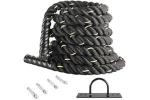 XMSound Battle Rope 1.5" Battle Exercise Training Rope 30ft/40fT Length Workout for Strength Training Home Gym Outdoor Cardio