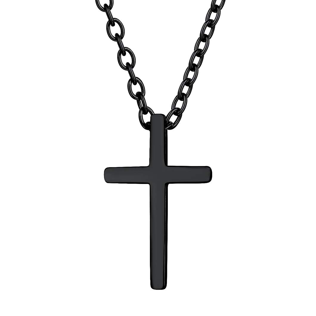 Richsteel Crucifix Necklace For Men Cross Pendant Women Boys Chain Mens Black Necklaces Jesus — image 1