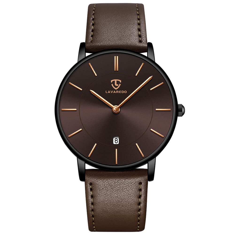 BEN NEVIS Watch, Mens Watch, Minimalist Fashion Simple Wrist Watch Analog Date with Leather Strap, 15-CoffeeRose