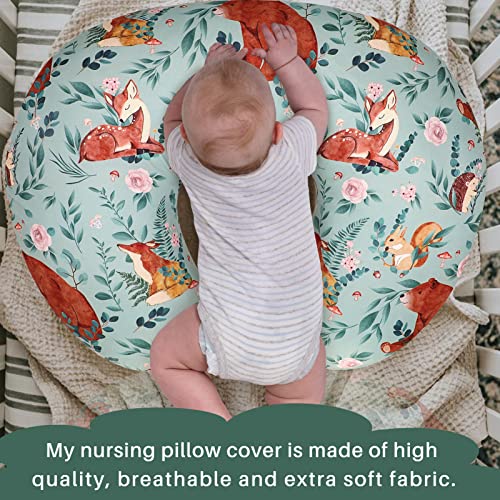 Nursing Pillow Covers, Bear Breastfeeding Pillow Cover for Baby Boys & Girls, Woodland Nursing