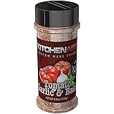 KITCHENABZ Tomato Garlic &amp; Basil Seasoning, Gluten-Free, Low Sodium Seasoning Mix, Spicy Seasoning Blend, Natural and Healthy Spice Blend for Meal Prep (6.0 OZ)