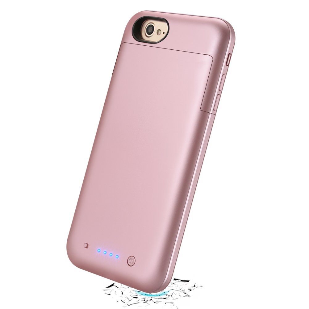 iPhone 6 Plus/6S Plus Battery Case, 6800mAh High Capacity Portable Charger Case Extended Rechargeable Backup Charging Case Protective Power Bank for iPhone 6+ 6S+ (5.5 Inch) - Rose Gold