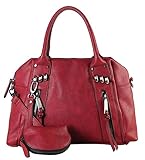 Diophy Women Handbags Hobo Shoulder Bags Tote PU Leather Handbags Fashion Double Front Zipper with One Detachable Coin Pouch CZ-3720