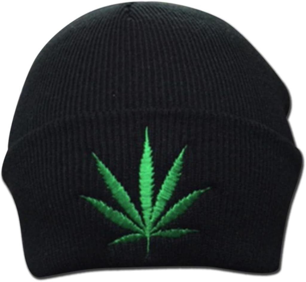 Weed Leaf Cannabis Clothing Embroidered Marijuana Beanie