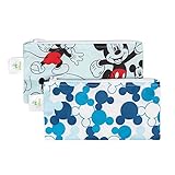 Bumkins Disney Mickey Mouse Snack Bags, Reusable, Washable, Food Safe, BPA Free, Pack of 2