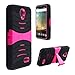 Phone Case for ZTE Sonata-3 (Cricket Wireless) / Avid-828 (Consumer Cellular) / Avid-Plus 4g LTE ( MetroPCS ) / ZTE-Prestige N9132 / ZTE Maven-2 Gophone Heavy Duty Armo Cover Pink Stand