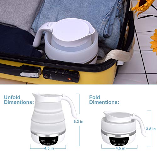 Foldable Travel Electric Kettle, Collapsible Electric Kettle, Dual Voltage Auto Shift ,Temper Control Portable Travel Kettle, Small Electric Kettle Food Grade Silicone, Boil Dry Protection - Thumbnail 5