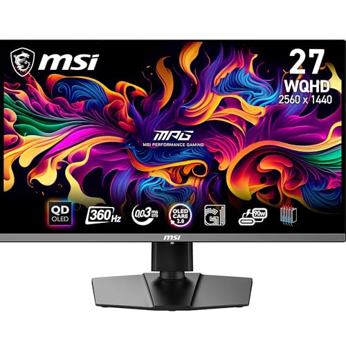 msi MPG 271QRX QD-OLED 27" WQHD Gaming Monitor - Pannello OLED Quantum Dot 2560 x 1440, 360Hz / 0,03ms, 99% DCI-P3, ΔE≤2, DisplayHDR True Black 400, KVM, RGB - DP 1.4a, HDMI 2.1, USB Type-C