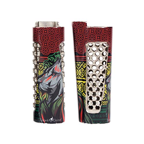 Herb Grinder Lighter Case, First Earth Lion Design by V Syndicate (Clipper)