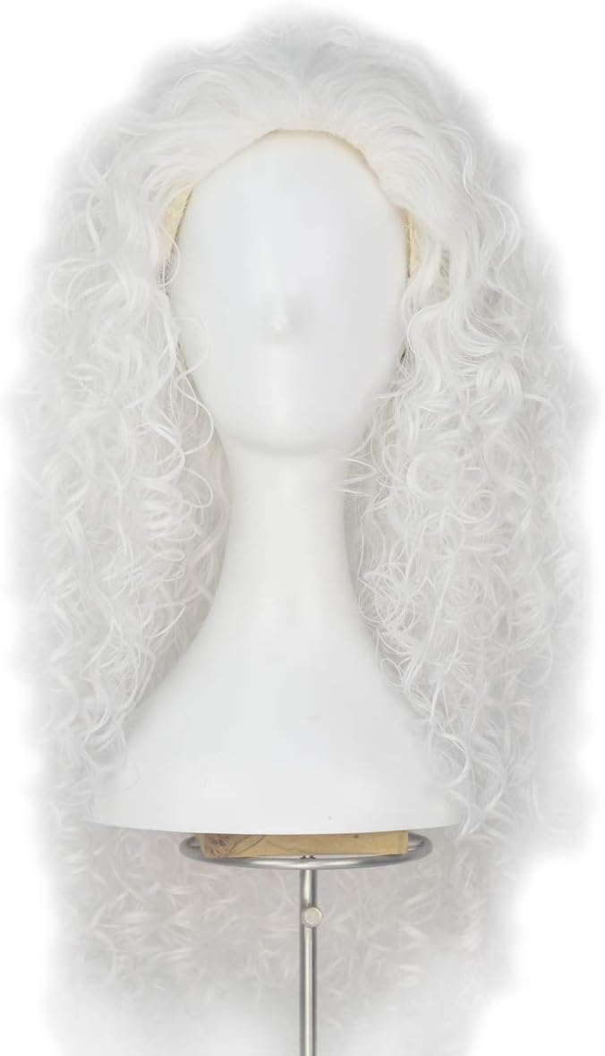 Yan Dream Long Dark Orange Spiral Afro Curly Girl's Princess Cosplay Wigs Halloween Cos Wig (White)