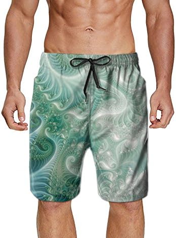 PopBYAM Men's Green Octopus Underwater Quick Dry Swim Trunks Bathing Suit Beach Shorts