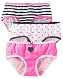 Girls Panties Size 2-12 - Pack of 3 - OshKosh Cotton Stretch Panties (6, Striped-Hot Pink-Heart)