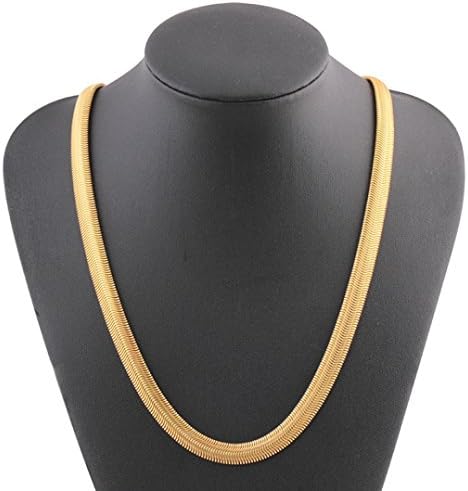 Men Women 8mm 25 Inch Gold Twist Snake Bone Chain Necklace by Kimloog