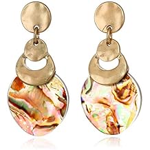 Lonna & Lilly Women's Gold/Abalone Post Drop Earrings