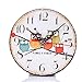 BloomingJS Wooden Wall Clock Owl Modern style Round Vintage Rustic Home Kitchen Office Room Decor (Pattern 1)